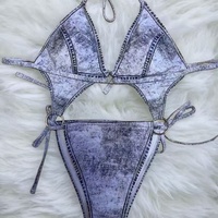Nouvelle Arrivée 2026 – Maillot de Bain Une Pièce Écologique à Séchage Rapide pour Adulte, Style Européen et Américain, Imprimé Denim |   Transfrontalier pour