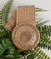 Nouvelle ceinture personnalisée d'été pour femme, en rotin tressé avec boucle en alliage, en corde de coton tressée, élastique pour filles, en paille PP