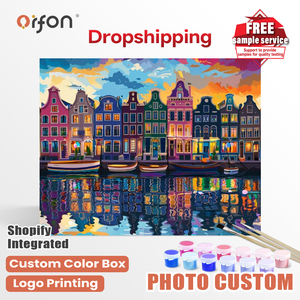 Kit <span class=keywords><strong>de</strong></span> peinture par numéros ORFON Dropshipping Amsterdam Streetscape - Maisons <span class=keywords><strong>de</strong></span> canal vibrantes et reflets, art pour la décoration intérieure, bricolage - Product Image 1