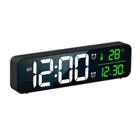 Jam dinding alarm tampilan digital Led, dengan dekorasi rumah bertenaga usb