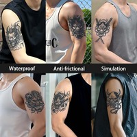 Hannya Démon Masque Tatouage Temporaire Style Traditionnel Asiatique Féroce Horreur Tatouage Imperméable Dernière 2 Semaine Tatouage À Base De Plantes pour Bras