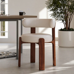 Chaise de salle à manger en bois massif de style médiéval nordique 2025 avec revêtement en cuir imperméable pour la maison et l'appartement, garantie de 3 ans - Product Image 6