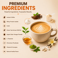 Protéine de lactosérum isolée en marque privée, soutien de la santé intestinale et du métabolisme, poudre de café riche en protéines