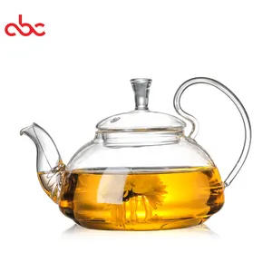 Chất lượng cao cao Borosilicate trong suốt thủy tinh chịu nhiệt ấm trà với Infuser