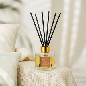 Aikun 100ml Round Glass Sticker Logo Wood Box Moq Fast 3 Day Sample 7 Day Ship Any <b>Scent</b> Lasting Reed Diffuser Set for Stores - Product Image 2