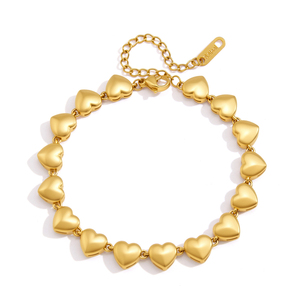 Pulsera de Acero Inoxidable con Dije de Corazón Pulido Clásico de J&D Jewelry, Chapado en Oro de 18K, Resistente al Agua, Joyería Romántica para Mujer - Product Image 1