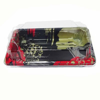 JY-1100 Kunststoff PS Einweg Gold Sushi Tablett Lebensmittel verpackung Box Mit transparentem Deckel Sushi Box