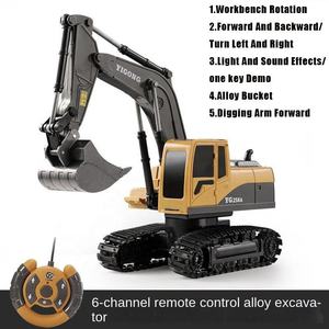 Excavatrice télécommandée en métal AiJH à 6 canaux, jouets de construction pour enfants, jouets de <span class=keywords><strong>tracteur</strong></span> sur chenilles, cadeau d'anniversaire - Product Image 3