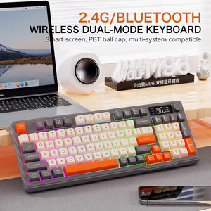 คีย์บอร์ดเกมมิ่งไร้สายแบบกลไก FreeWolf M96 รุ่นมืออาชีพ โหมดคู่ ไฟแบ็คไลท์ LED ปุ่มมัลติมีเดีย รองรับการใช้งานหลายอุปกรณ์ 96 ปุ่ม - Product Image 4