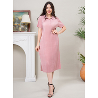 Robe plissée Miyake sur mesure pour femme, couleur unie, élégante, à revers, pour le quotidien, décontractée, taille unique, Vestidos