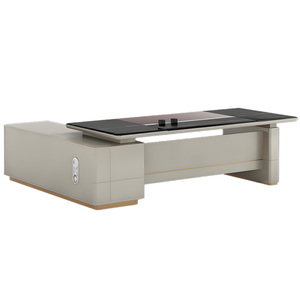 <span class=keywords><strong>Bureau</strong></span> de direction moderne en L, table d'ordinateur de luxe en bois pour cadre, poste de travail de PDG avec tiroirs, mobilier de maison - Product Image 2