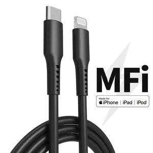Kabel USB C ke 8pin asli untuk ponsel bersertifikasi MFi PVC PD 30W 3A kabel untuk iPhone/iPad/iPod