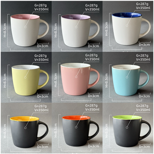 Tazas de Café de Cerámica con Acabado Mate, Color Sólido en el Interior, Diseño Minimalista para el Hogar, Blanco con Interior Rosa, Azul y Morado - Product Image 4