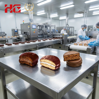 Ligne de production de Choco Pie en acier inoxydable haute capacité, four de cuisson automatique à ponts, stérilisateur alimentaire, pétrin à pâte 500 kg/heure