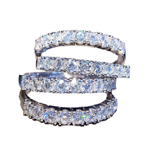 UM Jewelry Classic Women's Wedding Party Engagement Band Finger <b>Ring</b> with Alloy Silver Plated Cubic Zircon <b>Iced</b> Out Sparkle Gift - Product Image 1