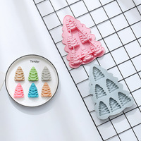 Moule de cuisson en silicone jetable écologique en forme de sapin de Noël à 6 cavités, qualité alimentaire, pour gâteaux, chocolat et glaçons