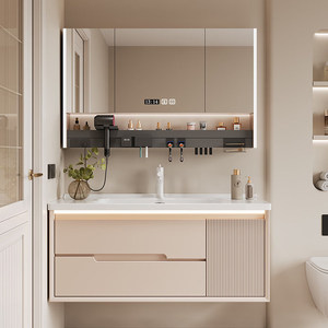 Simple and intelligent integrated ceramic basin moisture-proof bathroom cabinet washbasin bathroom vanity - Product Image 1