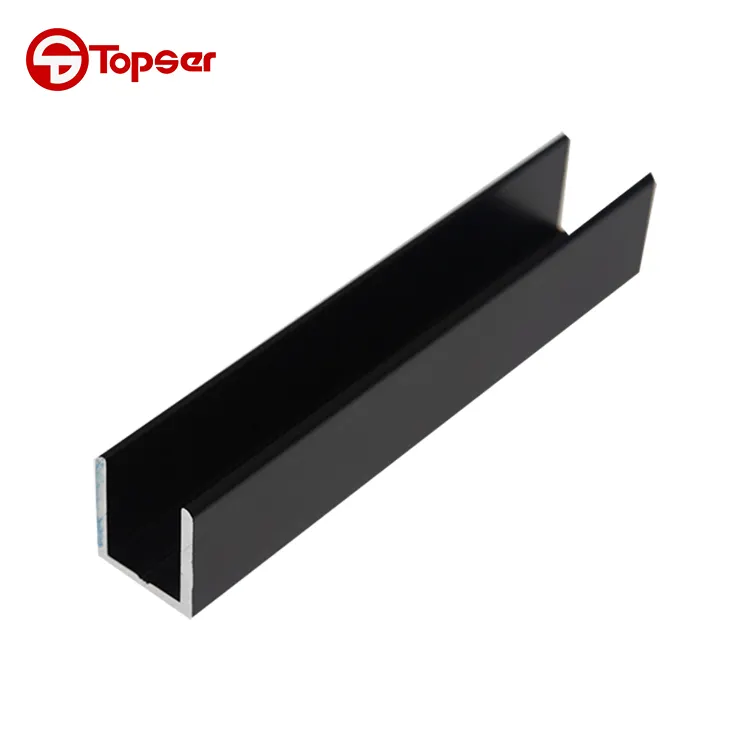 Matte Black Aluminum Alloy U Channel , Shower Door U Channel