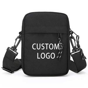 2025 Tùy Chỉnh Thời Trang Mini Màu Đen Polyester Crossbody Sling Túi Cho Nam Giới Thiết Kế Điện Thoại Nhỏ Dây Kéo Sử Dụng Messenger Túi - Product Image 5