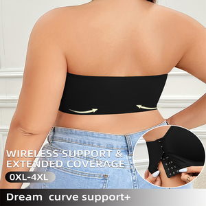 <span class=keywords><strong>Reggiseno</strong></span> a fascia <span class=keywords><strong>senza</strong></span> <span class=keywords><strong>spalline</strong></span> taglie forti, <span class=keywords><strong>senza</strong></span> ferretto, traspirante, in maglia <span class=keywords><strong>senza</strong></span> cuciture, con supporto laterale esteso per comfort tutto il giorno - Product Image 2