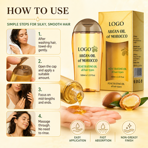Aceite de Argán de Marruecos al por Mayor, Aceite Capilar Penetrante, Suero de Tratamiento Profundo Natural para Cabello Seco y Dañado, para Todo Tipo de Cabello, 100 ml - Product Image 4