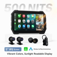 Écran Carplay pour moto, écran DVR Carplay 5 pouces 854*480 IPS avec DVR, TPMS, indication de vitesse, navigation moto, tableau de bord