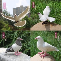 Colombes d'oiseaux de simulation de prix usine en blanc, oiseaux de plumes artificielles grises avec griffe, oiseau décoratif pour la décoration de bricolage