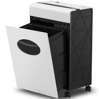 Déchiqueteuse de papier/cartes compacte et pratique pour la maison ou le bureau, niveau de sécurité P-4, 8 feuilles, avec bac extractible de 17 L, certification CE
