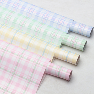 Wholesale Korean Designer Grid Pattern Waterproof Plastic Flower Wrapping Paper Valentine Bouquet Packing Floral Materials - Product Image 1