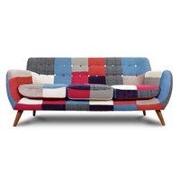 Canapé Chesterfield en velours MEJIA, fauteuils patchwork, salon, détente, ensemble modulaire moderne, canapé moderne en tissu