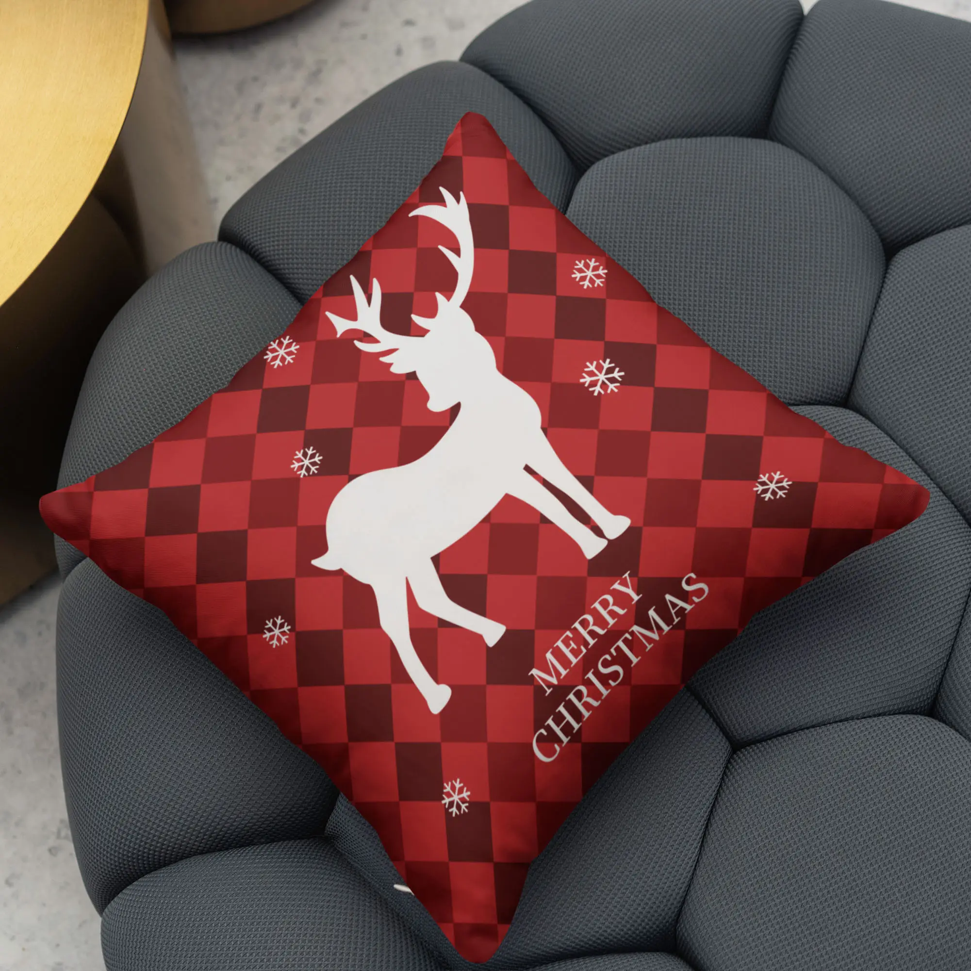 Nuovo Design personalizzato all'ingrosso federa stampata di natale 45x45 Decorative camera da letto federa cuscino del divano fodera