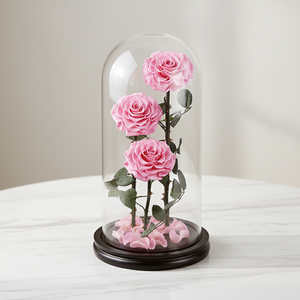 Every Love Vale Forever Preserved <strong>Roses</strong> in Glass Dome with Base for Wedding Gift Wholesale - Product Image 1