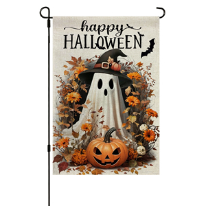 Personnalisé 12x18 ''Halloween Jardin Drapeau Durable Numérique Imprimé Polyester <span class=keywords><strong>Toile</strong></span> <span class=keywords><strong>De</strong></span> <span class=keywords><strong>Jute</strong></span> Double Face <span class=keywords><strong>Fanion</strong></span> Style - Product Image 1