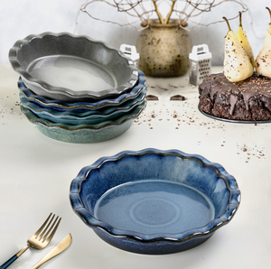 2025 precio de fábrica cocina forma redonda pastel pan para hornear cerámica 11 pulgadas pastel Pizza postre plato para hornear plato - Product Image 4