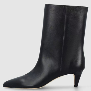 Bottines à talons bas pour femmes, style personnalisé, bout pointu, en daim, couleur unie - Product Image 4