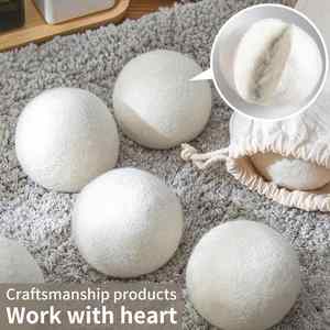Bolas de secadora de lana de Nueva Zelanda hechas a mano para el hogar de alta calidad, bolas de secadora de lana blanca de 7CM, paquete de 6 en una bolsa OPP - Product Image 2