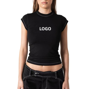 Nuovi top corti da donna estivi con scritta ricamata a manica corta Casual t-shirt Street Wear <span class=keywords><strong>abbigliamento</strong></span> donna Sexy alla moda - Product Image 1