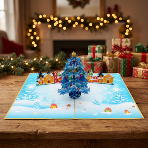 Cartes de vœux de Noël 3D Pop-up Géantes Artisanat Populaire Arbre de Noël Géant de Haute Qualité en Gros Lettres Logo Couleur Personnalisée Offset - Product Image 4