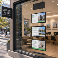 Affichage de l'offre immobilière sur écran triple TFT-LCD de 21,5 pouces avec système de gestion de contenu basé sur le cloud pour les agences immobilières