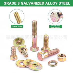 Grade 8 Galvanized Alloy Steel Hex Bolt Nut Set Coarse Thread DIN933 High Strength Fasteners - Product Image 1
