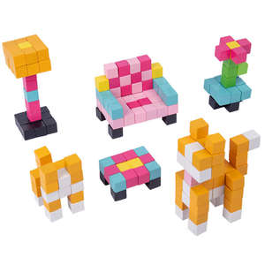 Nouveauté enfants en bois Pixel mosaïque 3D dessin animé <span class=keywords><strong>jeu</strong></span> de Puzzle empilé créatif Montessori cadeau éducatif jouets pour enfants - Product Image 2