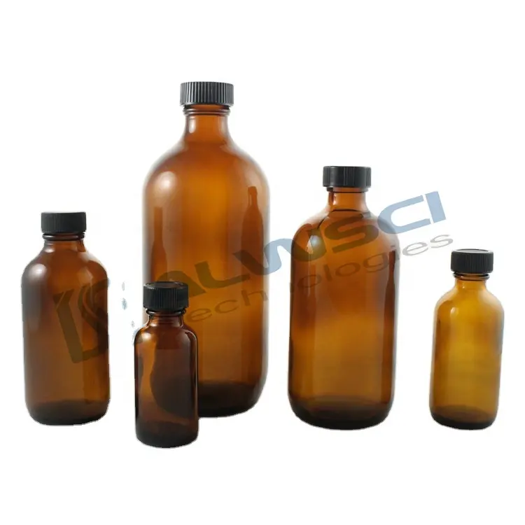 250ml 24-400 rond ambre boston bouteille de stockage en verre