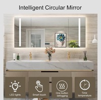Mueble de Baño Flotante Moderno con Doble Lavabo y Espejo LED Inteligente, Encimera de Piedra Sinterizada para Hotel o Villa, Venta al Por Mayor