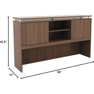 Alera ALE Sedina Series Modern Walnut Hutch con Puertas Corredizas 66w X 15d X 42 1/2h Hecho de Madera - Product Image 3