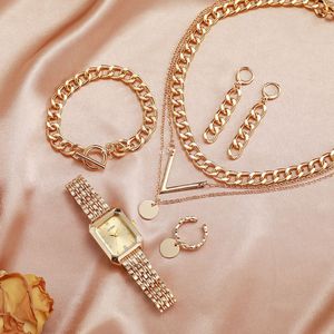 LP36 New Five-Piece <strong>Set</strong> with Box Jewelry and <strong>Watches</strong> for Women <strong>Fashion</strong> Luxury Style Quartz <strong>Watch</strong> Necklace Chain Bracelet Reloj - Product Image 3