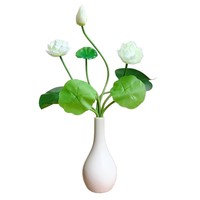 Fleurs de lotus artificielles réalistes en plastique, petit pot de plante Bouddha, décoration zen pour la maison, durable et longue durée