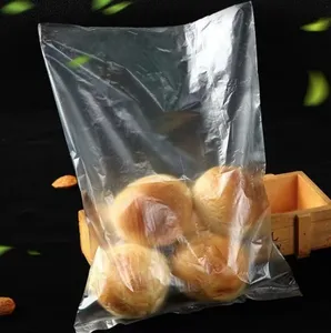 OEM ODM özelleştirilmiş şeffaf polietilen gıda ekmek poşeti baskılı logo plastik ambalaj ile min 100 ekmek taze tutmak için