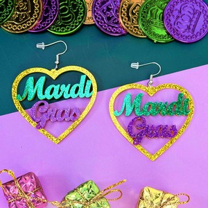 Pendientes Colgantes Personalizados de Acrílico Brillante y Madera, Cortados con Láser, Impresos con UV, Diseño de Corazón, Estilo Romántico para Mujer - Product Image 2