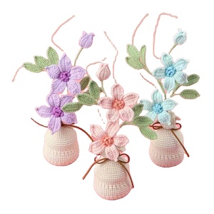 Nouvelle plante en pot de clématite au crochet 2026, fleur de clématite <span class=keywords><strong>Chiffonier</strong></span> au crochet, fleur en pot au crochet, décoration pour la maison et la voiture, cadeau pour la fête des Mères - Product Image 1