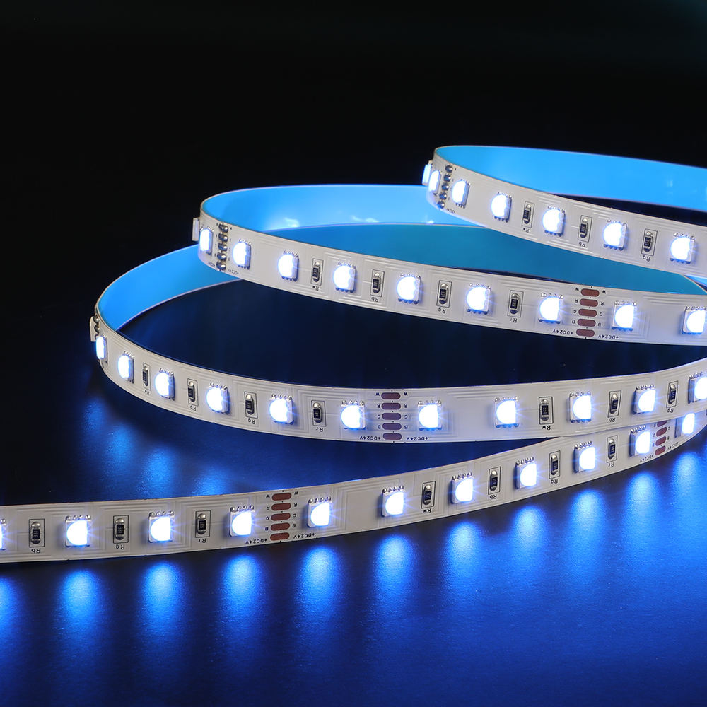 2025 Hot Sale DC 24V 14w/m 12mm 60Leds/m RGB+WH WW Smart 5050 Flexible 4in1 Led Strip Lights Copper Color Changing for Bedroom